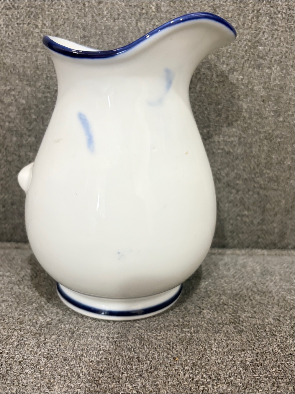 White Mini Ceramic Pitcher with Blue 'Home Sweet Home' Script - Picture 5 of 7